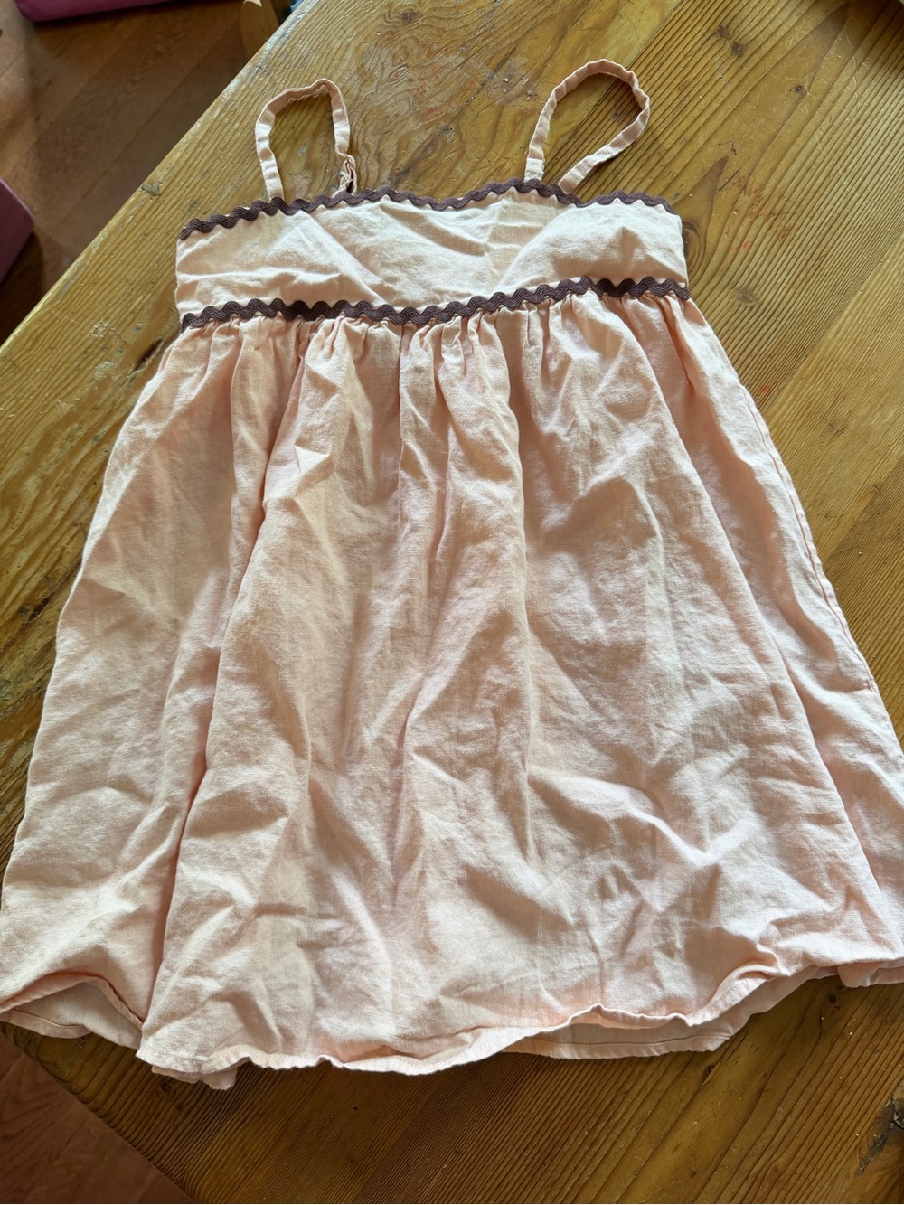 Rylee + Cru Light Pink Sundress with Brown Trim